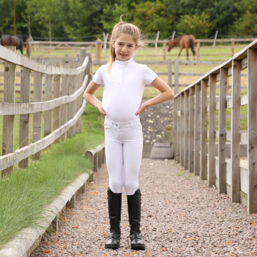 Hy Equestrian Cadiz Mizs Competition Breeches - White/Silver - 7-8 Years