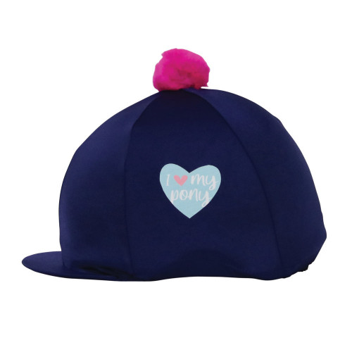 I Love My Pony Collection Hat Cover by Little Rider - Navy/Pink -  One Size
