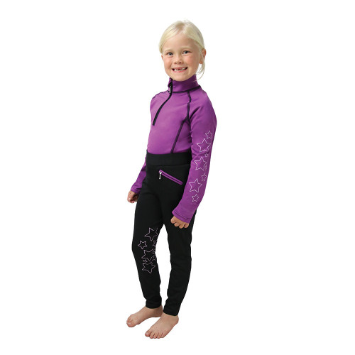 Hy Equestrian Stella Children's Base Layer - Purple/Lilac/Black - 7-8 Years
