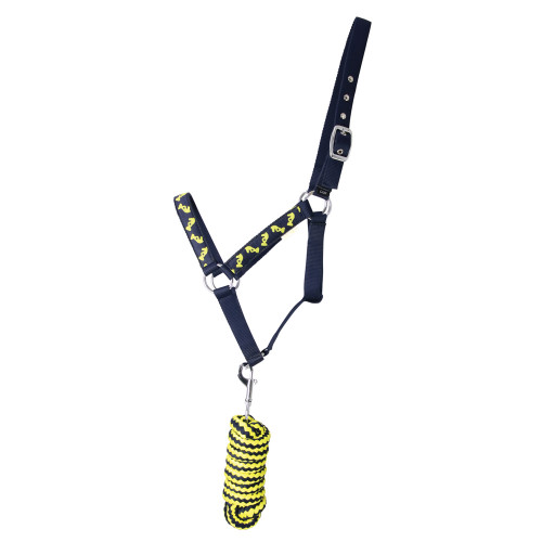 Lancelot Head Collar and Lead Rope by Little Knight - Navy/Yellow - Full