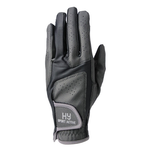Hy Sport Active Riding Gloves - Black/Pencil Point Grey - X Small