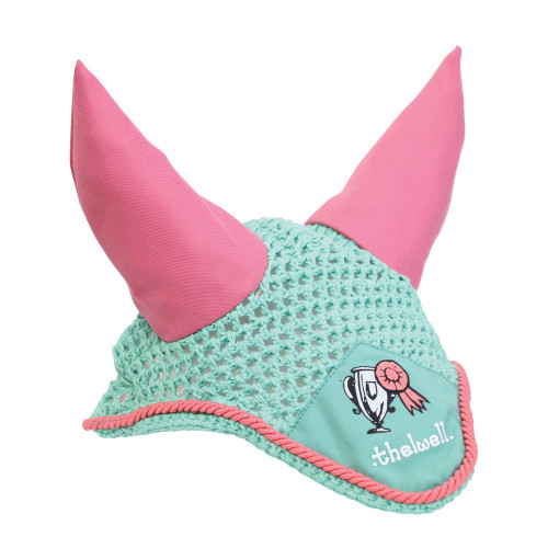 Hy Equestrian Thelwell Collection Trophy Fly Veil - Mint/Pink - Shetland