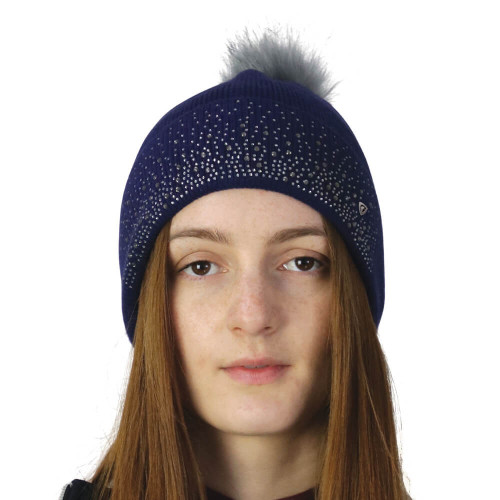Hy Equestrian Synergy Diamante Bobble Hat - Navy - One Size