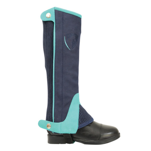 Hy Equestrian Belton Children’s Half Chaps - Navy/Teal - Small