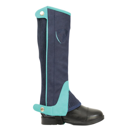 Hy Equestrian Belton Children’s Half Chaps - Navy/Teal - Medium