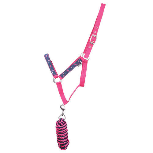 Sabrina Head Collar and Lead Rope Set by Little Rider - Navy/Pink - Small Pony