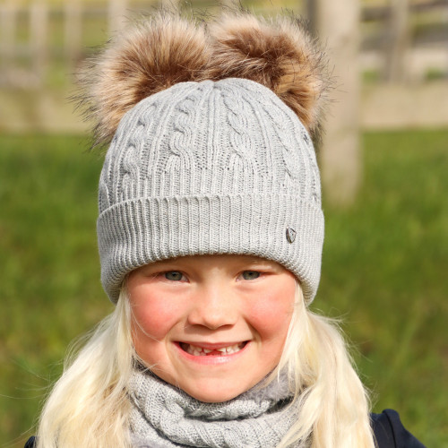 Hy Equestrian Morzine Children's Hat and Snood Set - Grey