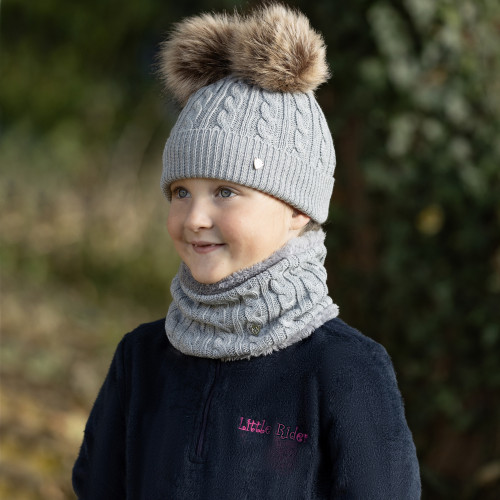 Hy Equestrian Morzine Children's Hat and Snood Set - Grey