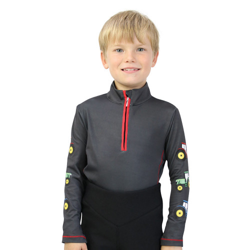Tractor Collection Base Layer by Little Knight - Charcoal Grey/Red - 3-4 Years
