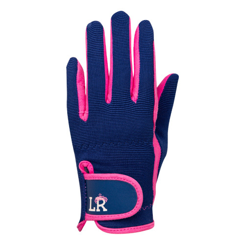Stacy Children's Riding Gloves by Little Rider - Navy/Pink - Child X Large