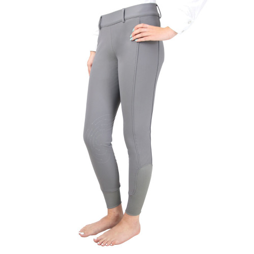 Cloud Grey Riding Tights® / Leggings® With Deep Phone Pocket - LuxeEquine