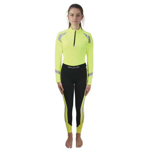 Reflector Riding Tights by Hy Equestrian - Yellow - 7-8 Years