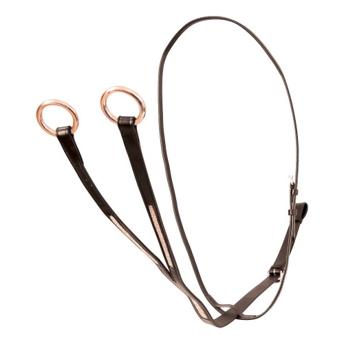 Hy Equestrian Rosciano Rose Gold Martingale - Brown/Rose Gold - Cob