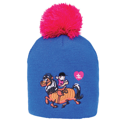 Hy Equestrian Thelwell Collection Race Bobble Hat - Cobalt Blue/Magenta - One Size