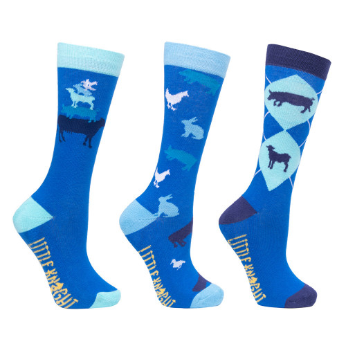 Farm Collection Socks by Little Knight (Pack of 3) - Cobalt Blue/Navy - Child 8-12