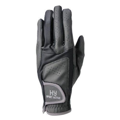 Hy Sport Active Young Rider Riding Gloves - Black/Pencil Point Grey - Small