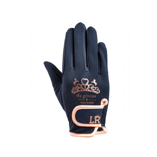 The Princess and the Pony Gloves by Little Rider - Navy/Peach - Child Small