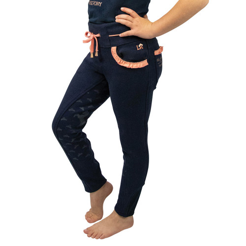 The Princess and the Pony Pull on Jodhpurs by Little Rider - Navy/Peach - 3-4 Years