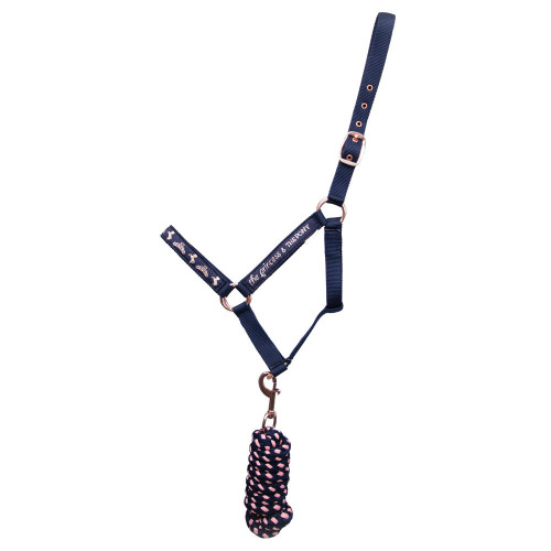 The Princess and the Pony Head Collar and Lead Rope Set by Little Rider - Navy/Peach - Small Pony
