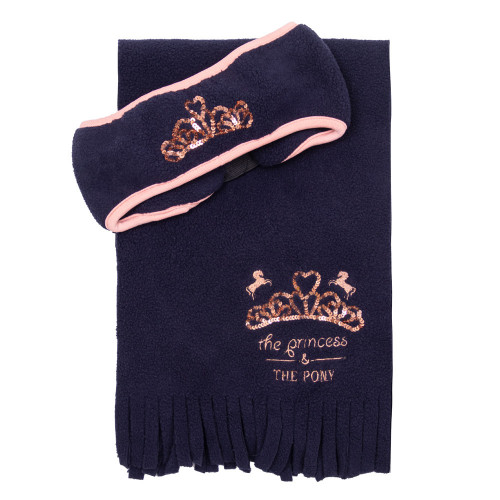 The Princess and the Pony Head Band and Scarf Set by Little Rider - Navy/Peach - One Size