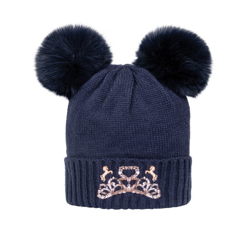 The Princess and the Pony Bobble Hat by Little Rider - Navy/Peach - One Size
