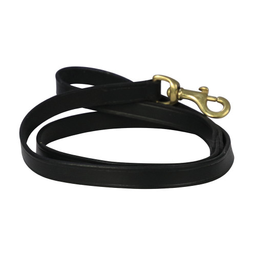 Benji & Flo Deluxe Padded Leather Dog Lead - Black/Brass - 120cm