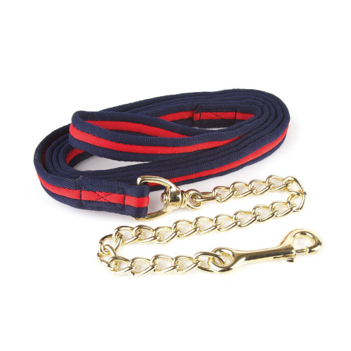 Hy Soft Webbing Lead Rein with Chain - Navy/Red