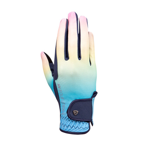 Hy Equestrian Ombre Riding Gloves - Navy/Pastel - X Small