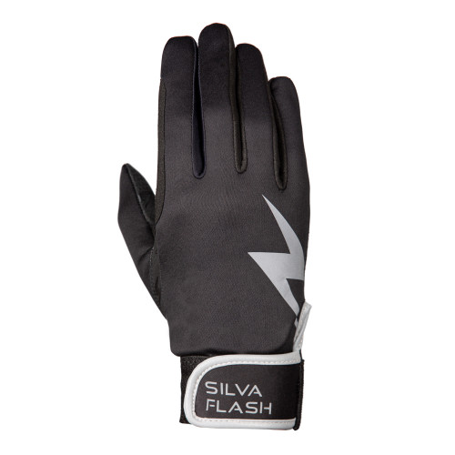 Silva Flash Riding Gloves by Hy Equestrian - Black/Reflective Silver - X Small
