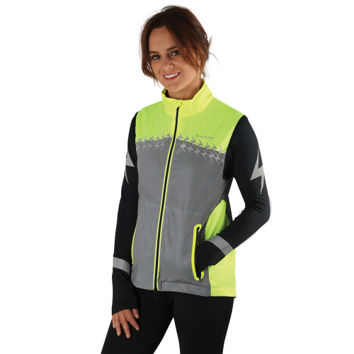 Silva Flash Lightweight Duo Reflective Gilet by Hy Equestrian - Yellow/Reflective Silver - X Small