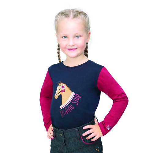 Riding Star Collection Long Sleeve T-Shirt by Little Rider - Navy/Burgundy - 3-4 Years