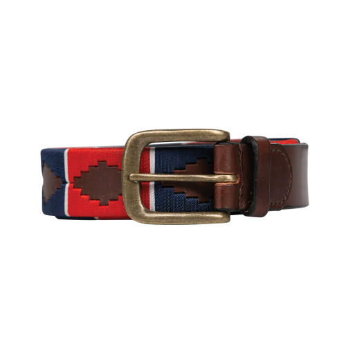 Hy Equestrian Polo Belt - Red/Navy/White - Small/Medium