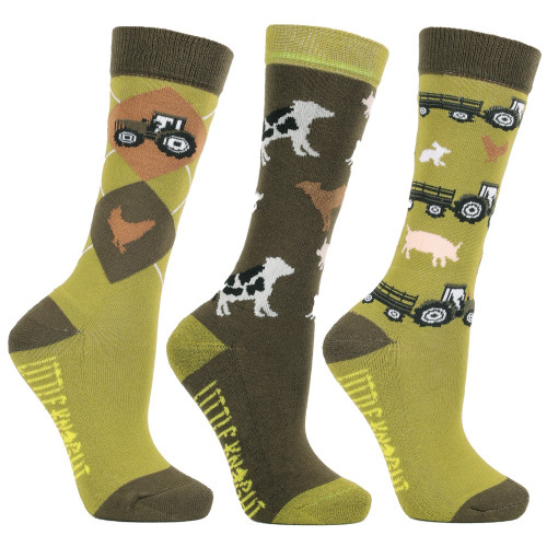 Farm Collection Socks by Little Knight (Pack of 3) - Olive Green - Child 8-12