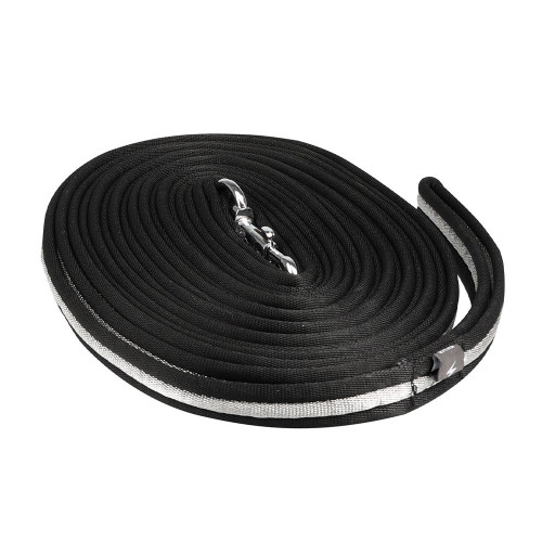 Silva Flash Lunge Rein by Hy Equestrian - Black/Reflective Silver