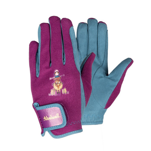 Hy Equestrian Thelwell Collection Pony Friends Riding Gloves - Imperial Purple/Pacific Blue - Child Small