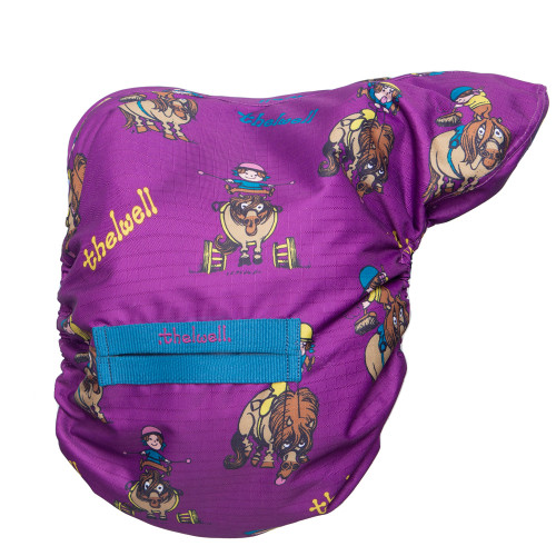 Hy Equestrian Thelwell Collection Pony Friends Saddle Cover - Imperial Purple/Pacific Blue - One Size