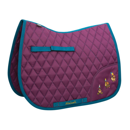 Hy Equestrian Thelwell Collection Pony Friends Saddle Pad - Imperial Purple/Pacific Blue - Shetland