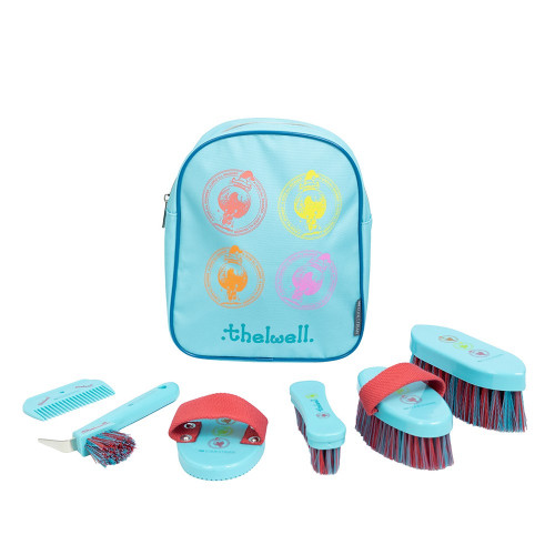 Hy Equestrian Thelwell Collection All Rounder Complete Grooming Kit Rucksack - Aquarius/Pink/Teal
