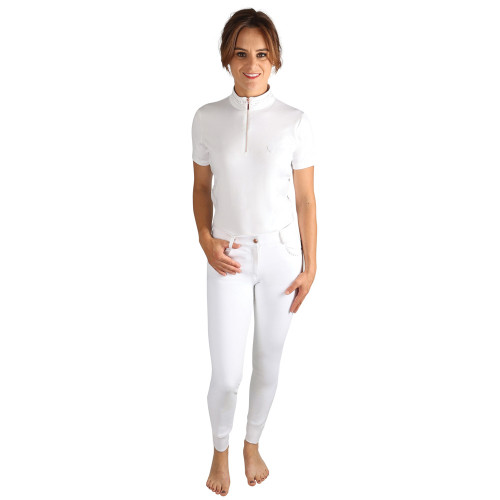 Hy Equestrian Roka Royal Breeches - White with Rose Gold Diamantes - 24"