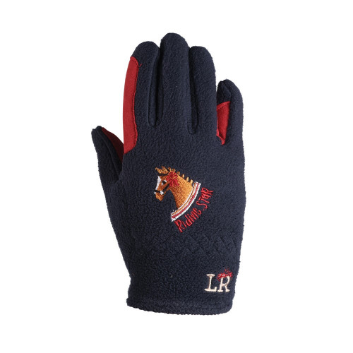 Riding Star Collection Fleece Riding Gloves by Little Rider - Navy/Burgundy - Child Small