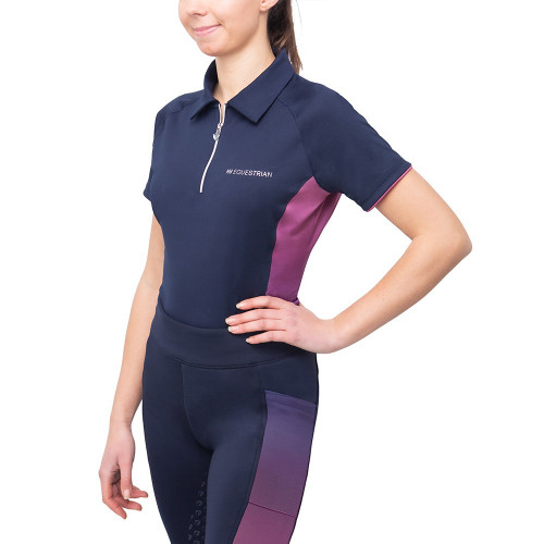 Hy Equestrian Synergy Elevate Polo - Navy/Fig - XX Small