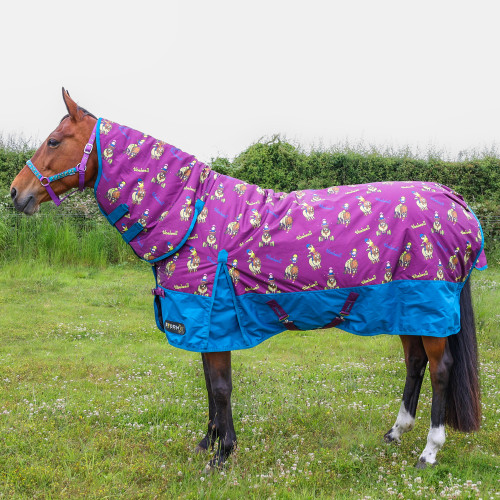 StormX Original 200 Combi Turnout Rug - Thelwell Collection Pony Friends - Imperial Purple/Pacific Blue - 4'6"
