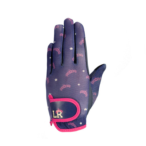 Sabina Children's Mesh Riding Gloves by Little Rider - Navy/Pink - Child Small