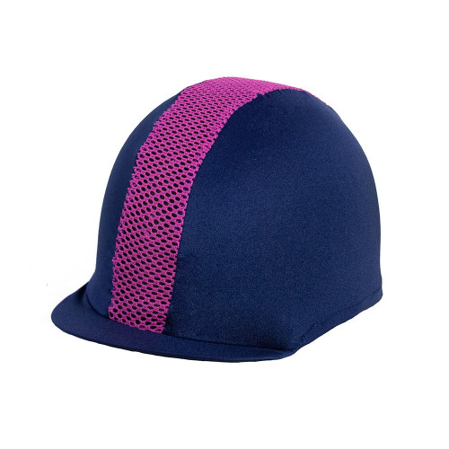 Hy Equestrian Mesh Hat Cover - Navy/Pink - One Size
