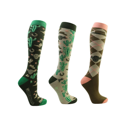 Hy Equestrian Wild Wild West Socks (Pack of 3) - Insense/Hazel - Adult 4-8