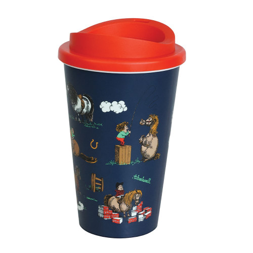 Hy Equestrian Thelwell Collection Practice Makes Perfect Take Away Cup - Navy/Red - 350ml