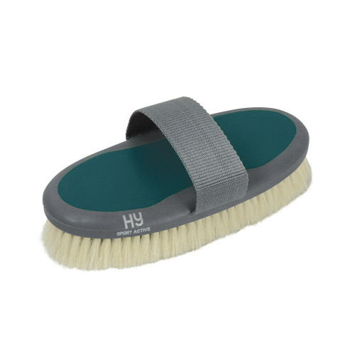 Hy Sport Active Goat Hair Body Brush - Alpine Green - 20 x 9.5cm