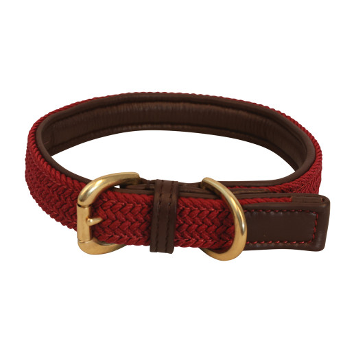 Benji & Flo Interlaced Dog Collar - Burgundy - X Small
