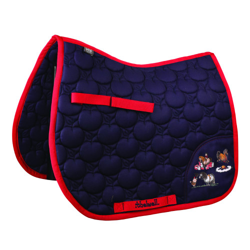 Hy Equestrian Thelwell Collection Practice Makes Perfect Saddle Pad - Navy/Red - Shetland