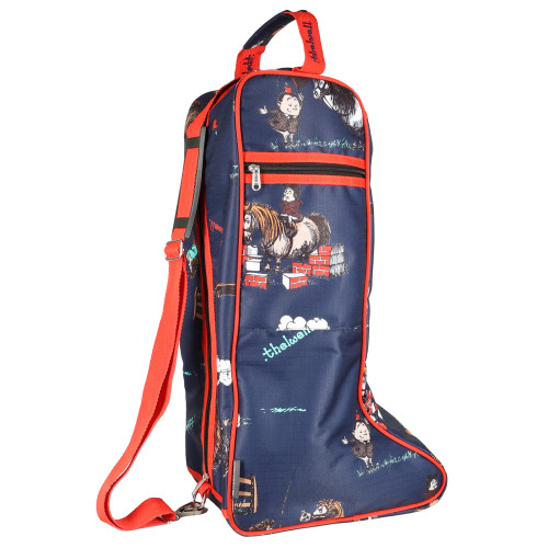 Hy Equestrian Thelwell Collection Practice Makes Perfect Boot Bag - Navy/Red - One Size